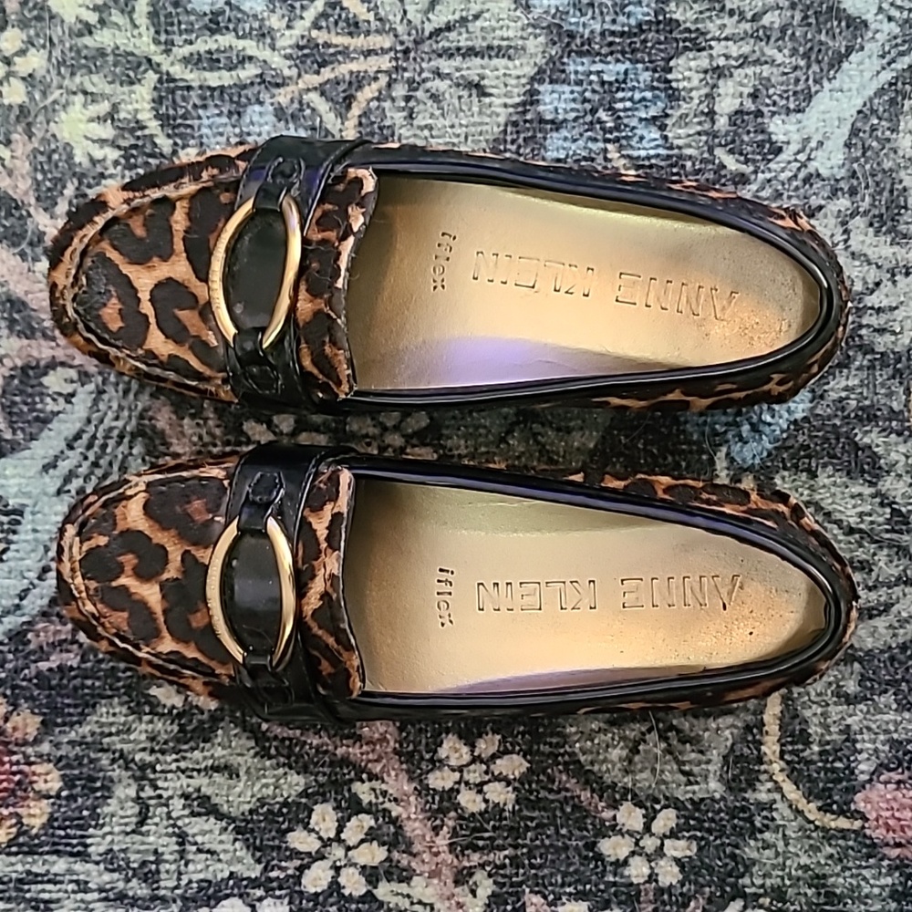 Anne Klein faux cheetah fur loafers